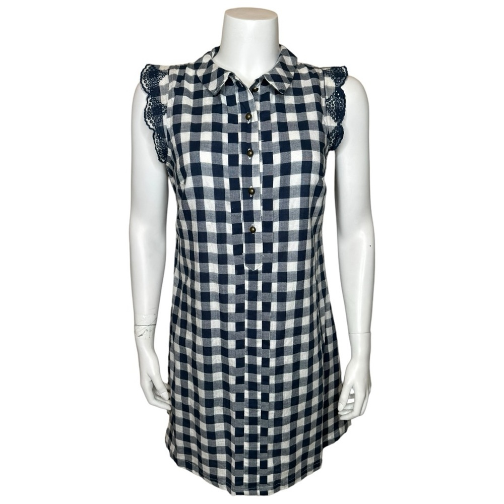 Dear Creatures Trinette Shirt Dress S Blue White Plaid Anthropologie